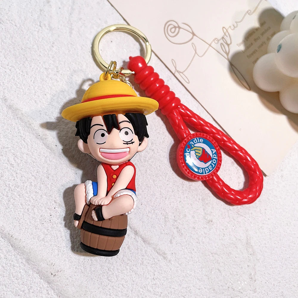 Adorable ONE PIECE Silicone Keychains - Luffy & Zoro Mini Figures