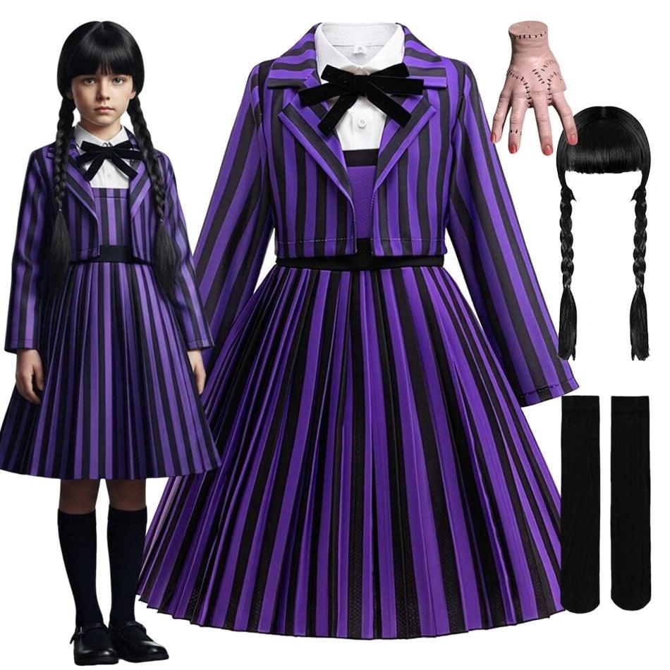 Girls Gothic Dress | Mid-Calf Draped | Toylandeu™