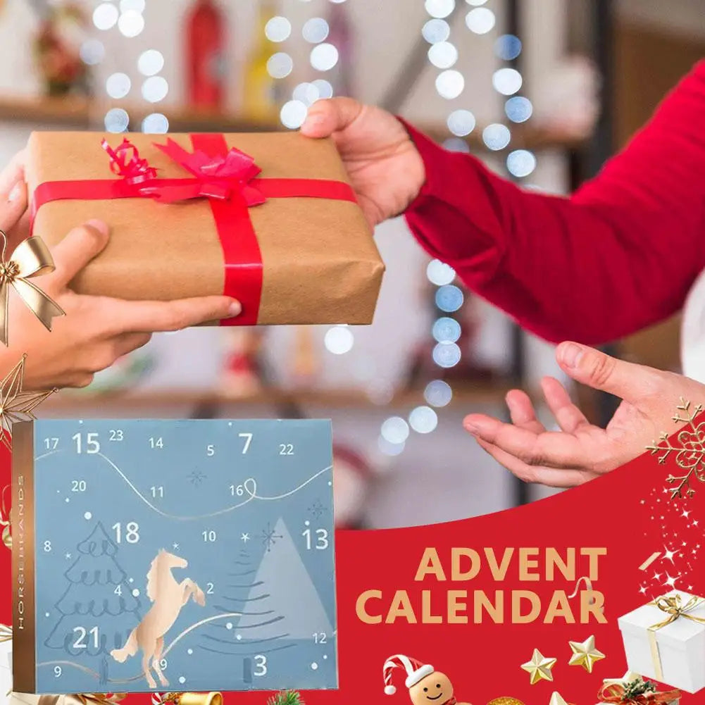 Advent Calendar | Horse Countdown Paper Doors | Daily Treasures 32 x 22 x 4 cm | Gift For Horse Enthusiasts