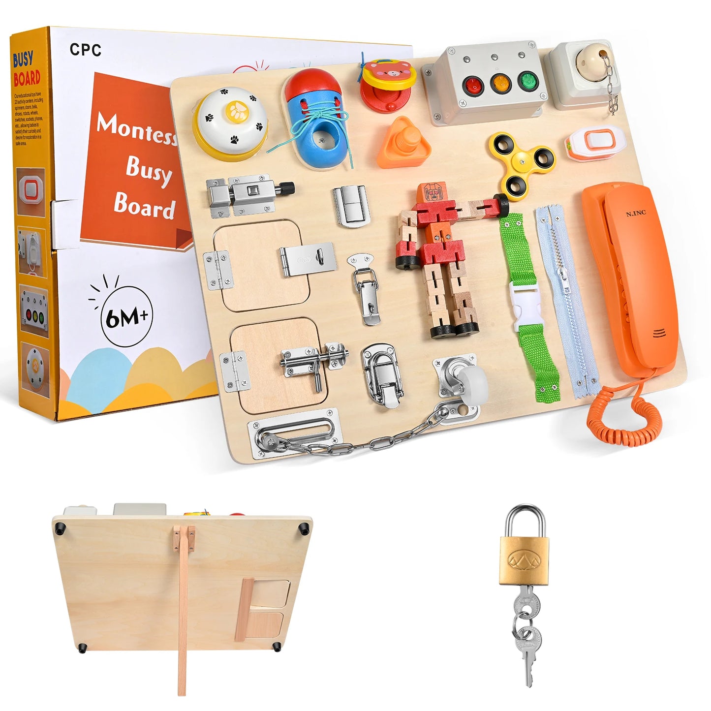 Montessori Wooden Busy Board - Engaging Sensory Learning Toy for Kids