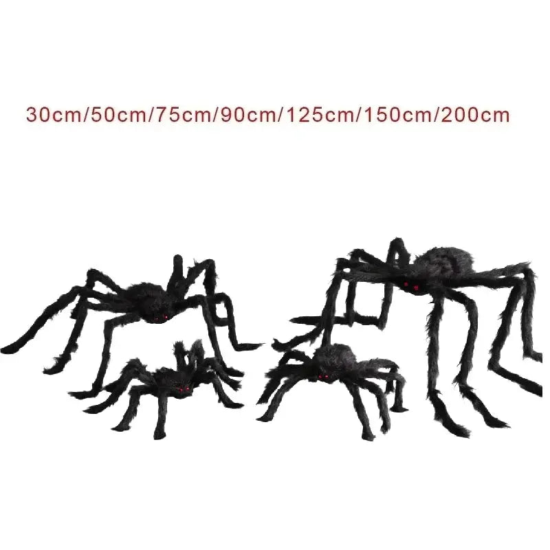 Halloween Big Plush Spider Horror Halloween Decoration Party Prop Outdoor Giant Spider Decor 30-200cm Chamber Prank Black Spider - ToylandEU