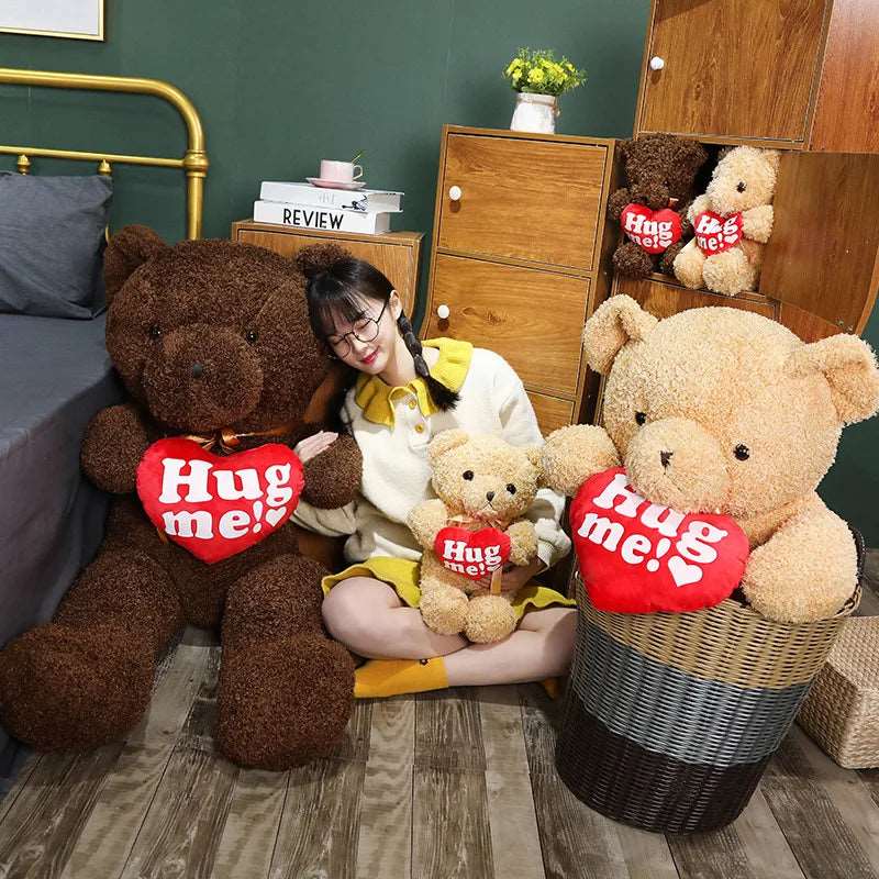 110cm Lovely Teddy Bear Plush Toys Cute Bear Holding Heart Accompany - ToylandEU