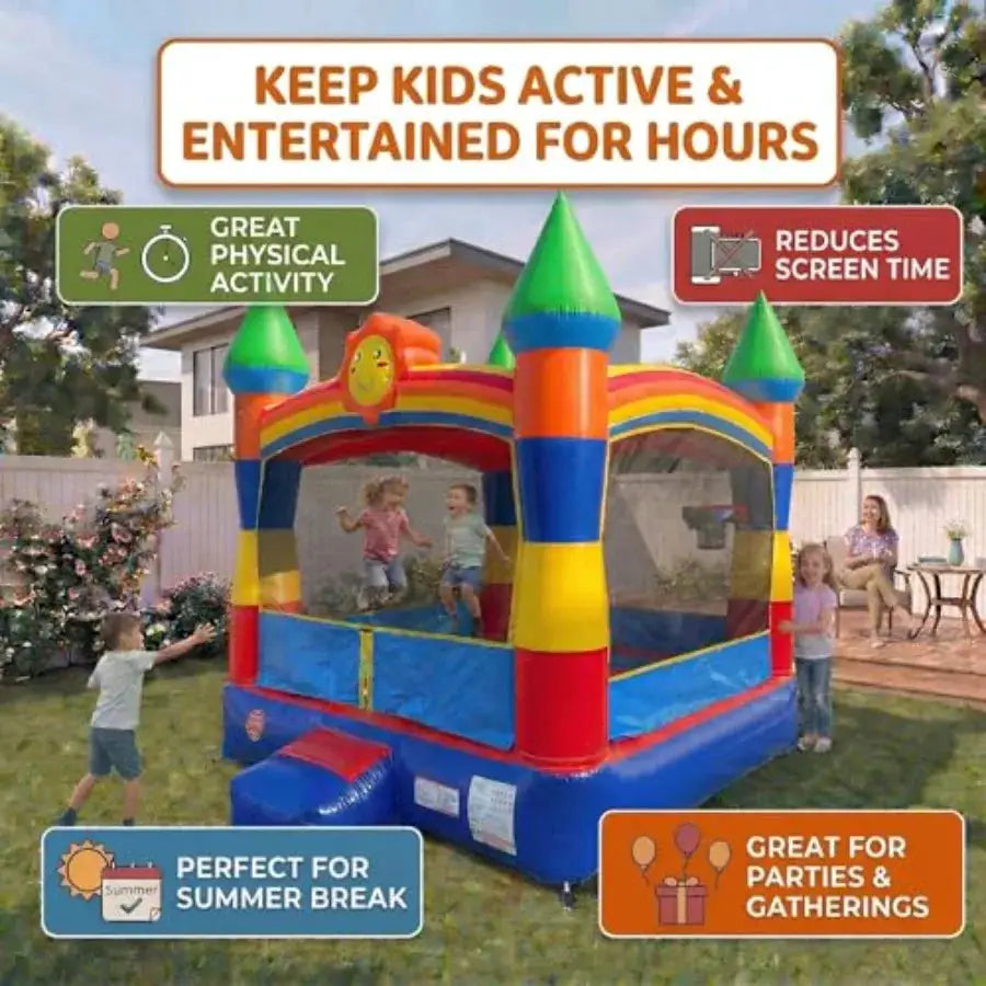 Crossover Classic Rainbow Inflatable Bounce House, Bouncy Jump Castle for and Toddlers, Outdoor Birthday Party Jumping Bouncer, - ToylandEU