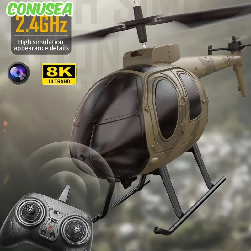 RC 4K HD Camera RC Helicopter Drone - Mini FPV Aircraft for All Ages, Wi-Fi Enabled with 6 Channels and Aerial Photography Features