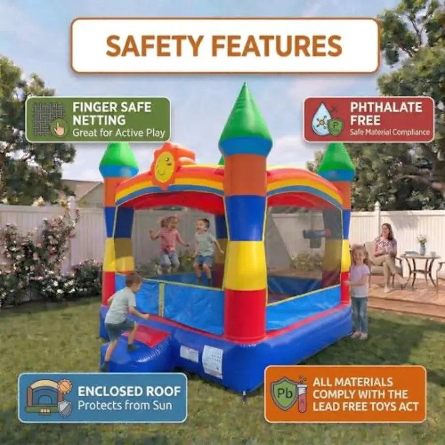 Crossover Classic Rainbow Inflatable Bounce House, Bouncy Jump Castle for and Toddlers, Outdoor Birthday Party Jumping Bouncer, - ToylandEU