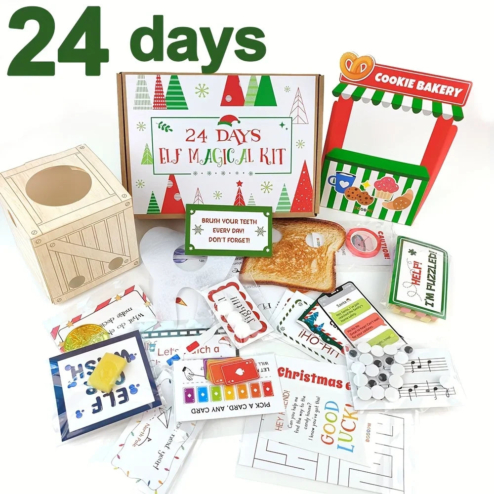 Advent Calendar | 24 Day Elf Kit | 24 Props And 12 Activities | Elf House Food Crafts And Games