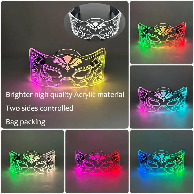New Acrylic Luminous Glowing Cyberpunk Glasses LED Light Up Halloween Party Glasses Bar Club Props Neon Glasses Supplies - ToylandEU