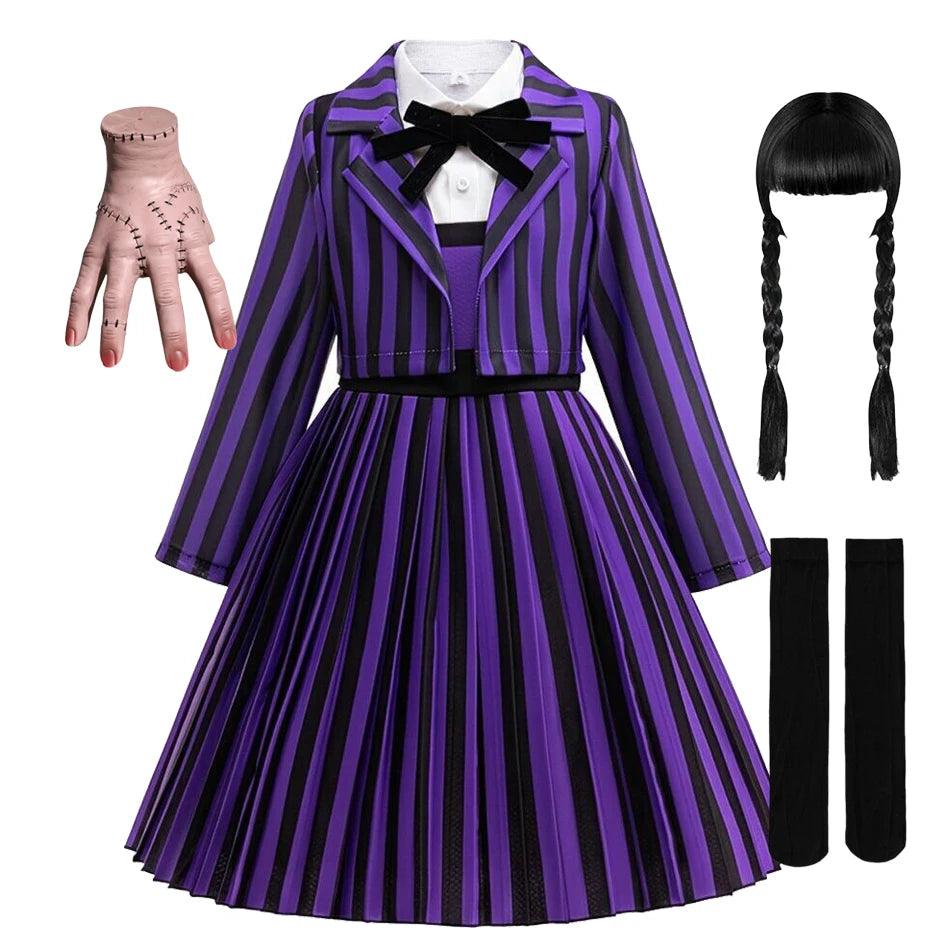 Girls Gothic Dress | Mid-Calf Draped | Toylandeu™