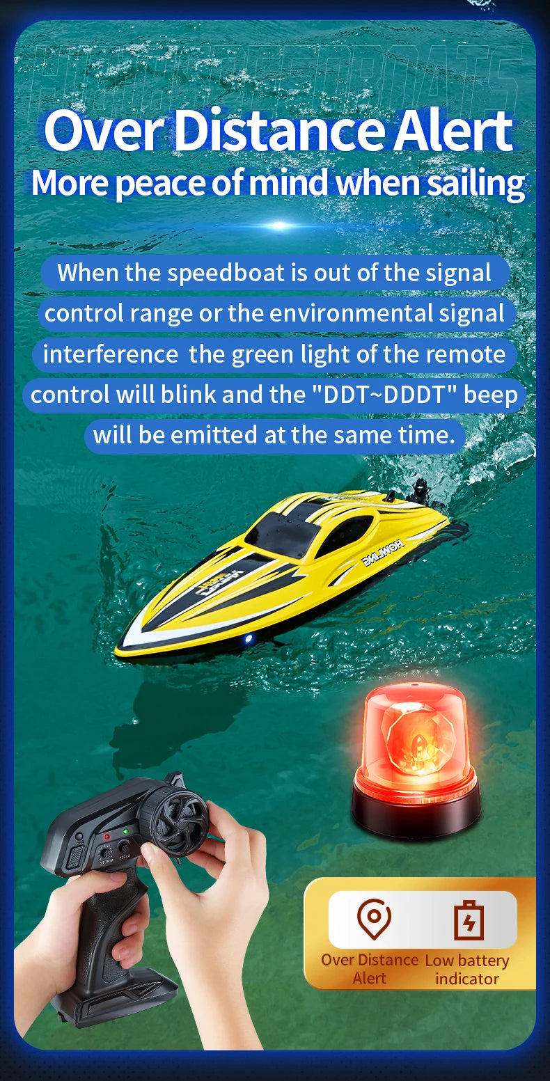 RC JJRC Hj818 High-Speed Remote-Control Electric Speedboat for Kids - Waterproof Competitive Racing Toy