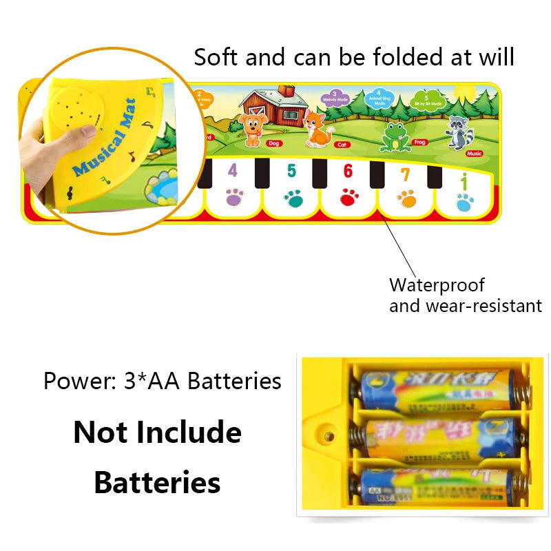 Kids Keyboard Musical Mat With Interactive Modes And Animal Sounds