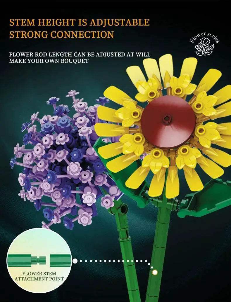 1009PCS Sunflower Building Blocks Flower Bouquet Vase Model - ToylandEU