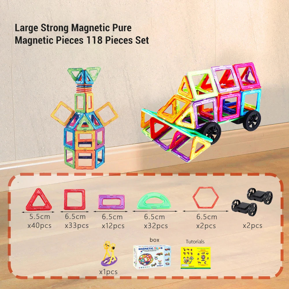 Magnetic Building Blocks Set | 30-168 Pieces | Big Size | Montessori Toys