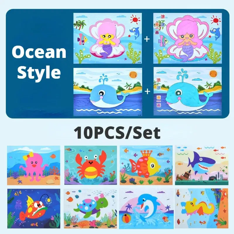 10Pcs 3D EVA Foam Sticker Puzzle Game DIY Cartoon Animal Craft Toys Kids Drawing Toy Learning Education Toys for Children Gifts - ToylandEU