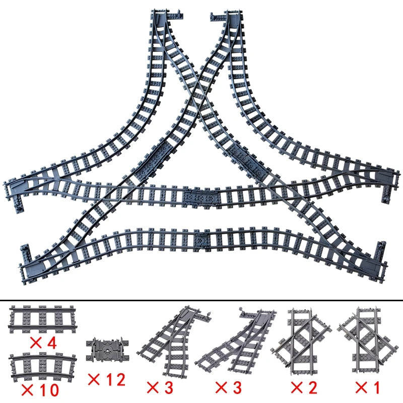 City Train Tracks Building Blocks Kit For Kids DIY Creativity