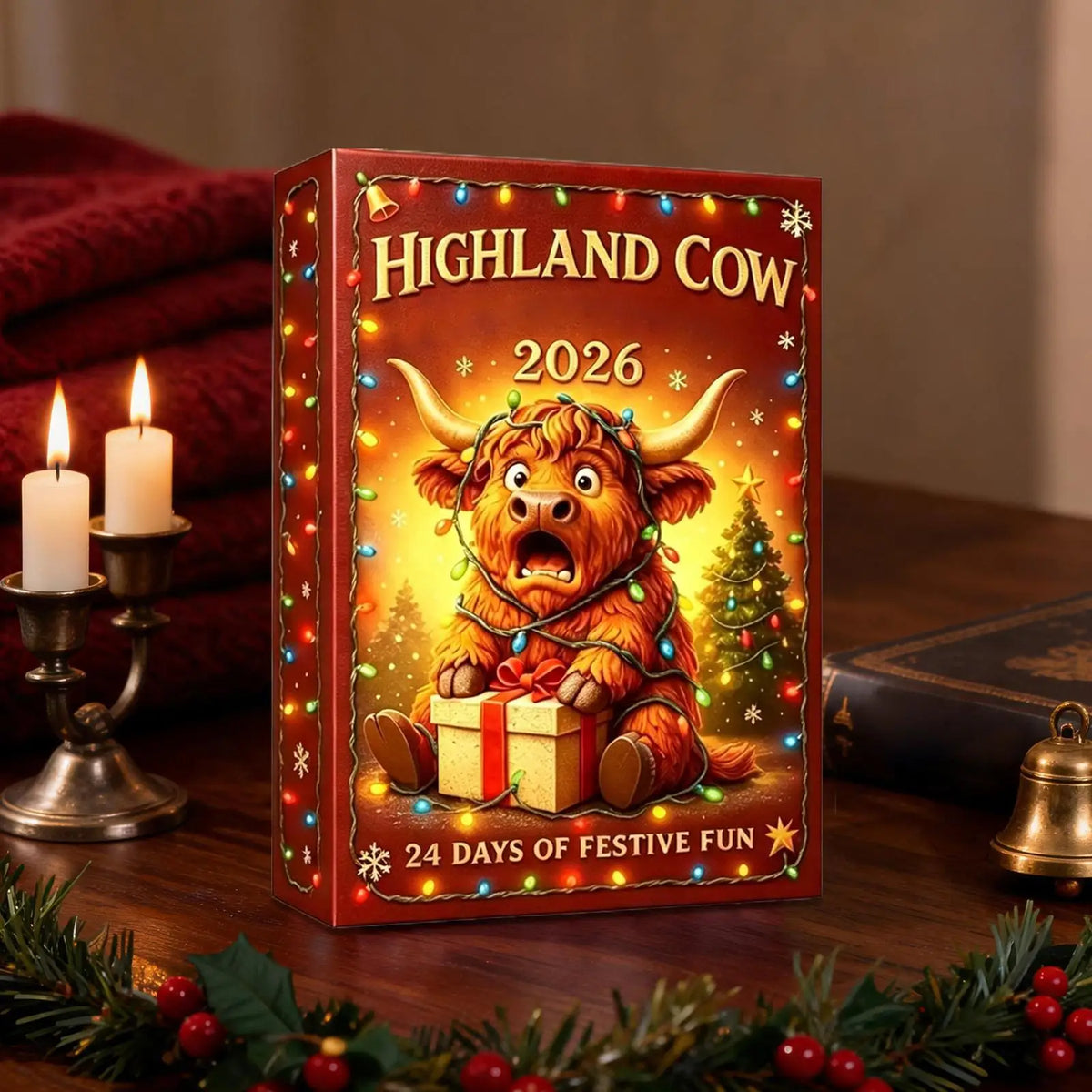Advent Calendar | 24 Highland Cow Ornaments | 2D Acrylic Christmas Tree Decor | Daily Countdown Gift