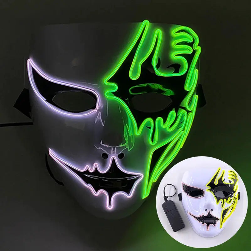 shuffle dance mask luminous purge Mask devil glowing Masquerade Cosplay Mask for Halloween horror haunted house props - ToylandEU