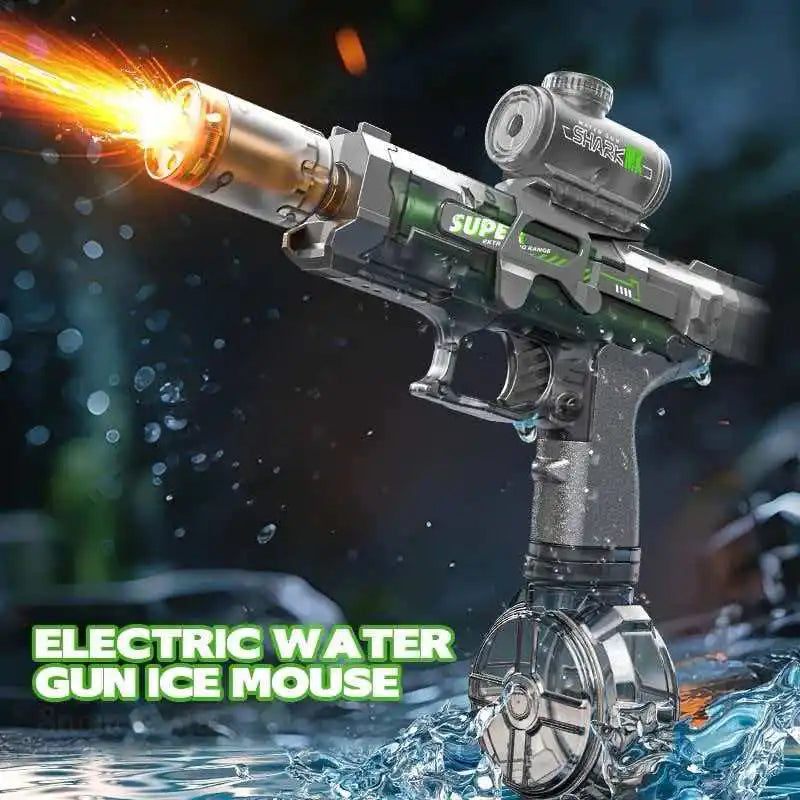 Electric Water Gun With Flame Effect Lights High Speed Blaster