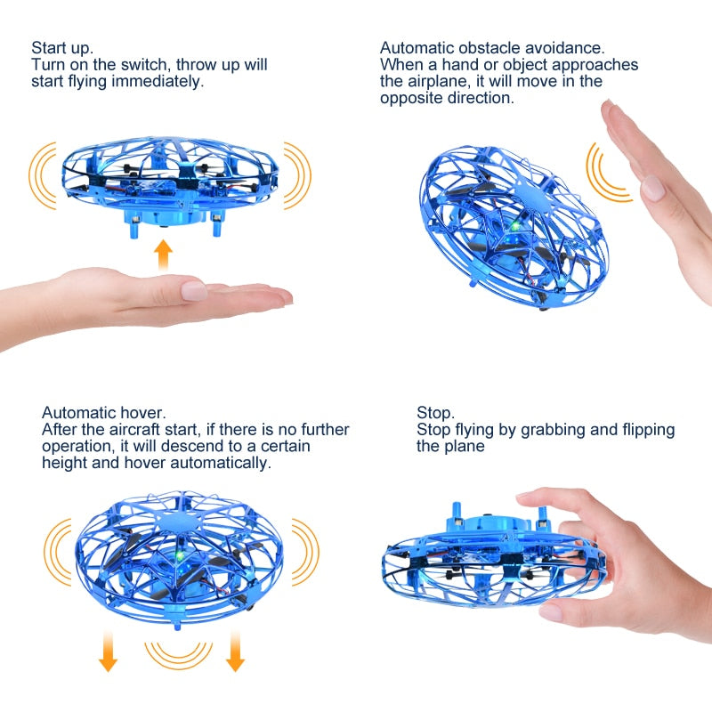 Hand Sensing Mini UFO Drone Helicopter RC Plane for Kids - Electric Quadcopter Flying Ball