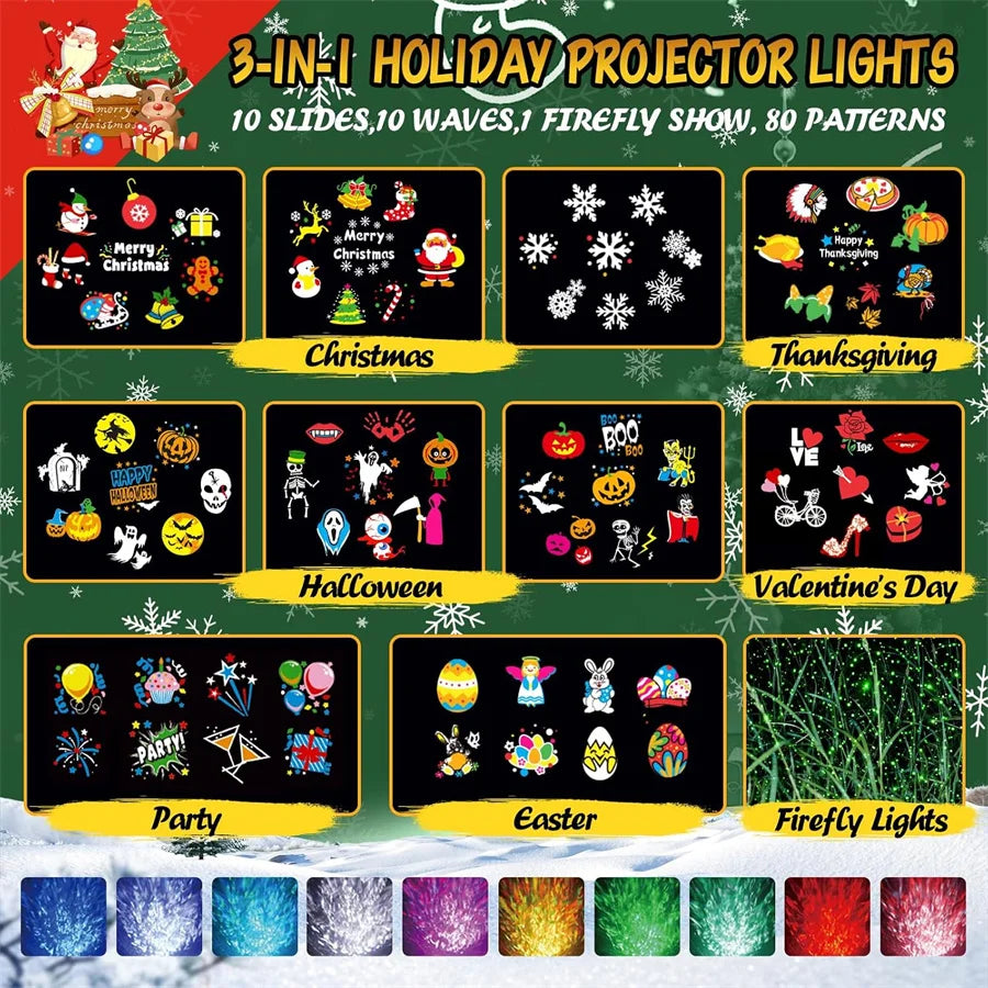 Laser Projector | 80 Pattern Scenes | Outdoor Rated | Christmas Yard Decor