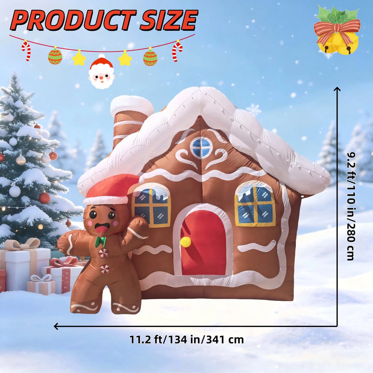 Gingerbread House Inflatable | 11.2 Ft | Led Lights | Outdoor Yard Decor