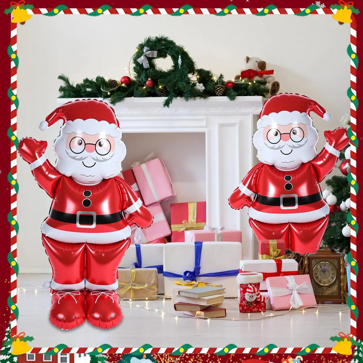 Santa Claus Balloon | 61 Inch Giant | Standing With Base | 2 Pack Decor