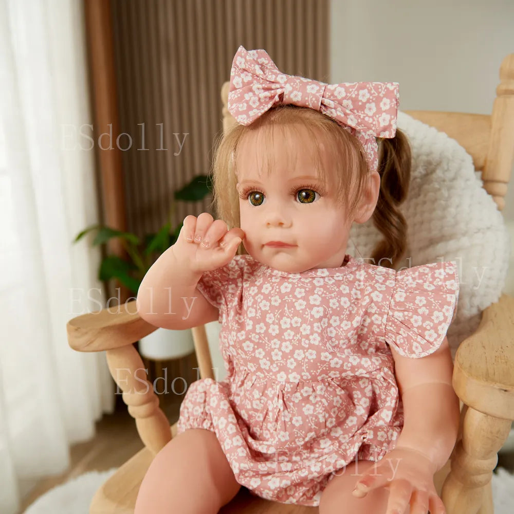 23 Inches Handmade Lifelike Silicone Reborn Baby Doll with Magnetic Pacifier - ToylandEU