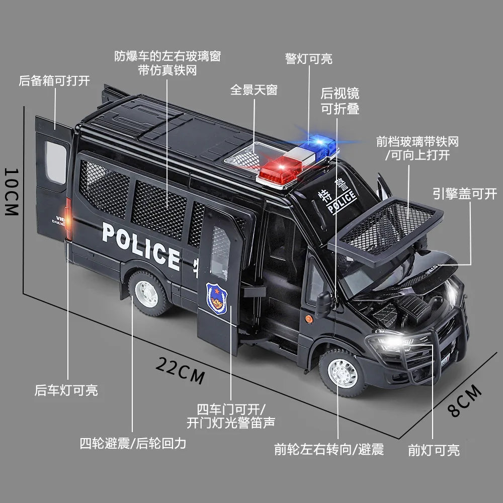 Highly Detailed 1:24 Scale Diecast IVECO Police Car Model - ToylandEU