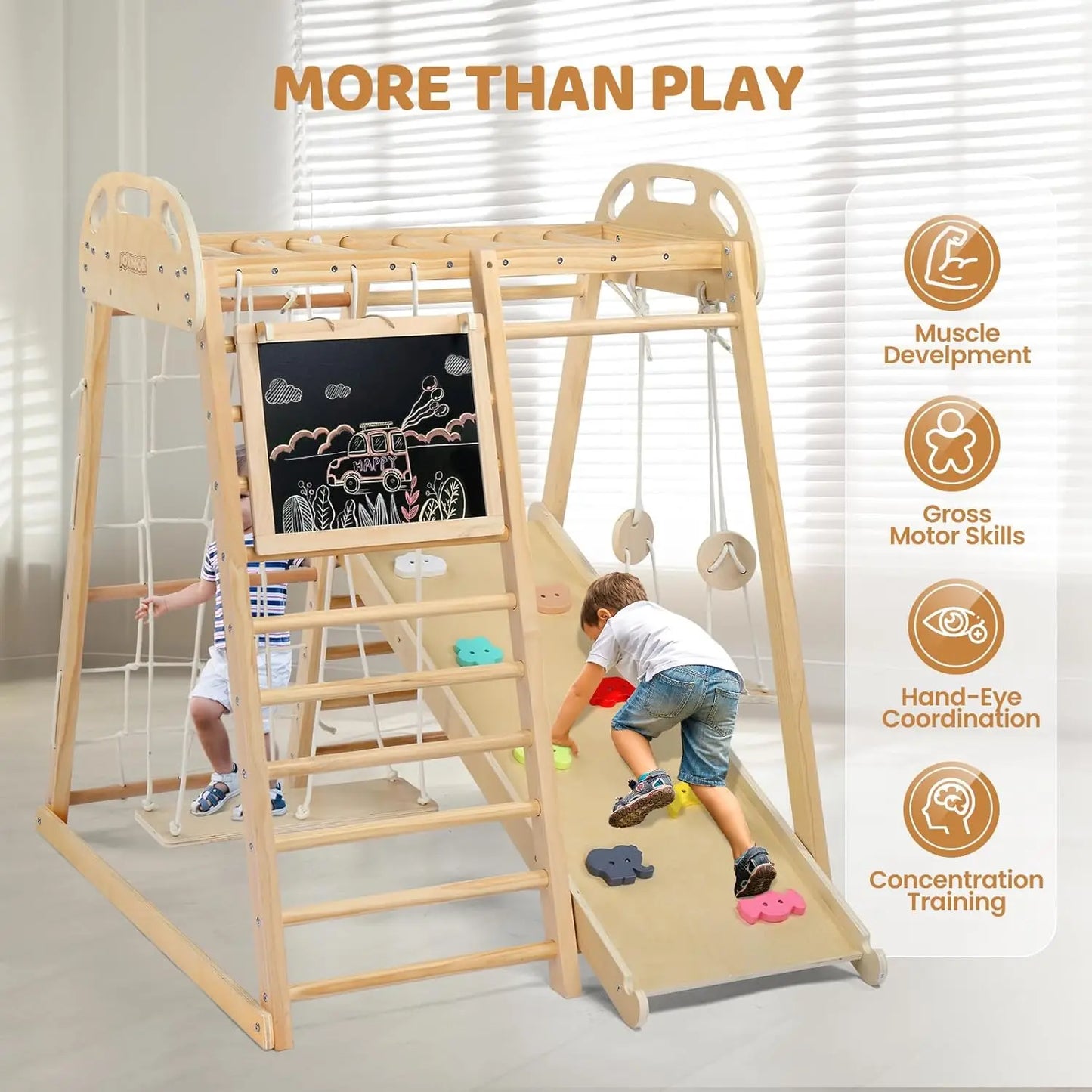8-in-1 Indoor Jungle Gym For Kids And Toddlers With Swing