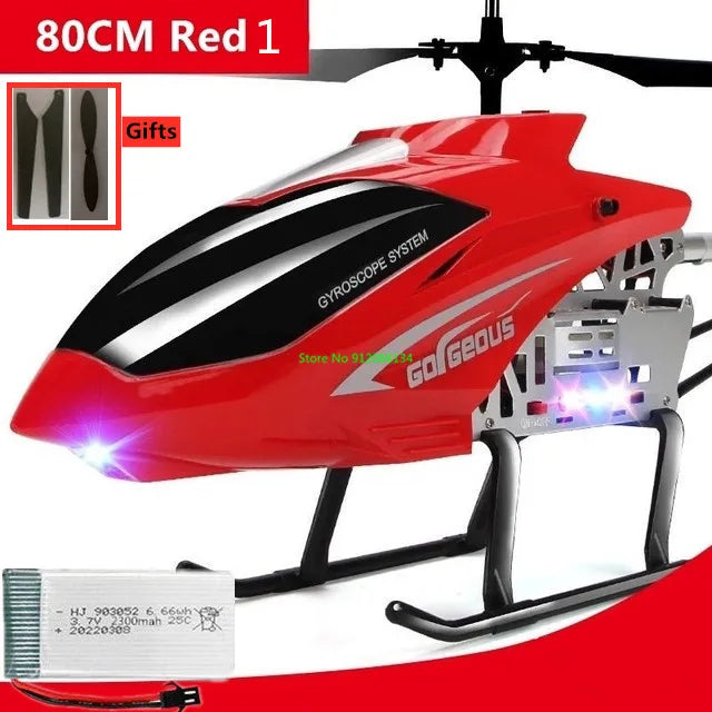 RC 150M Remote Control Large Alloy Electric Helicopter Drone Toy with LED Lights and Anti-Fall Design