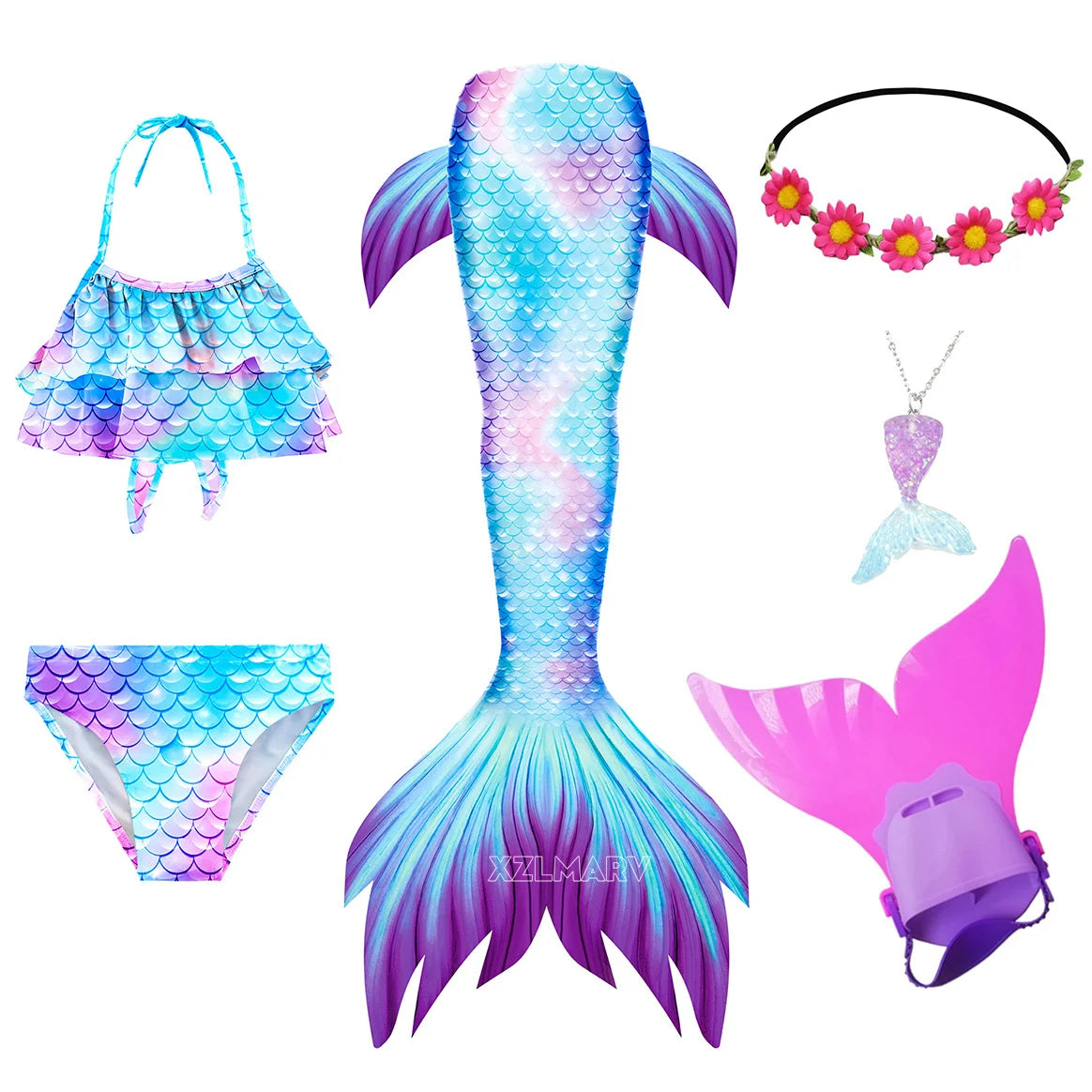 Mermaid Costume For Girls With Tail And Monofin Cosplay Ready