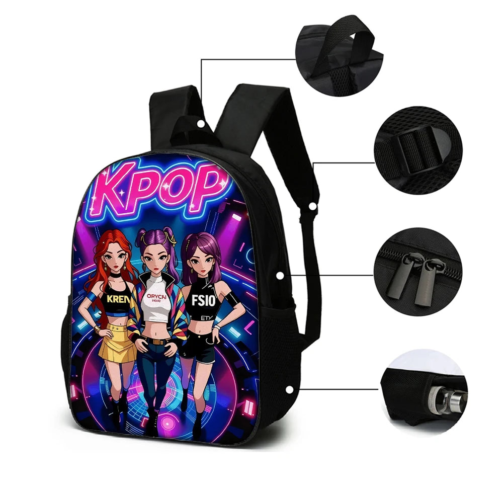 Kpop Group Print Backpack Set Lightweight Large Capacity School Bags