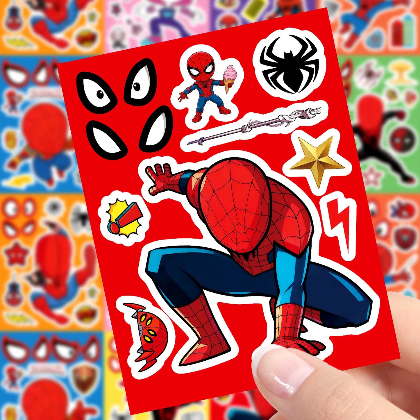 Spiderman Sticker Set | 8 Sheets | Waterproof | 5 cm Diameter