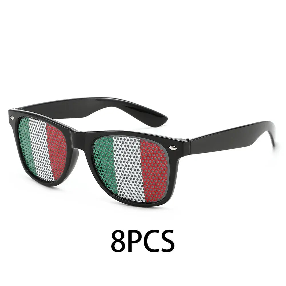 8PCS HD Vision Flag Sunglasses Football Match Fans Sun Glasses Comfortable Anti-slip Legs Sports Party Eyewear - ToylandEU