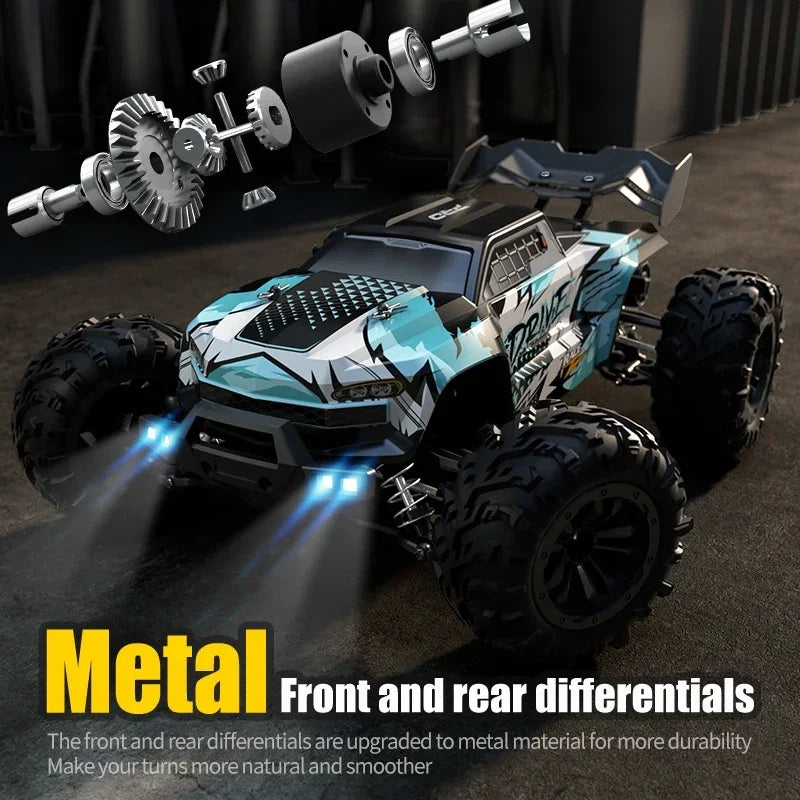 High Speed 1:16 Scale 4WD RC Car with LED Lights | Remote Control Monster Truck for Kids | 75KM/H vs 50KM/H | Wltoys 144001