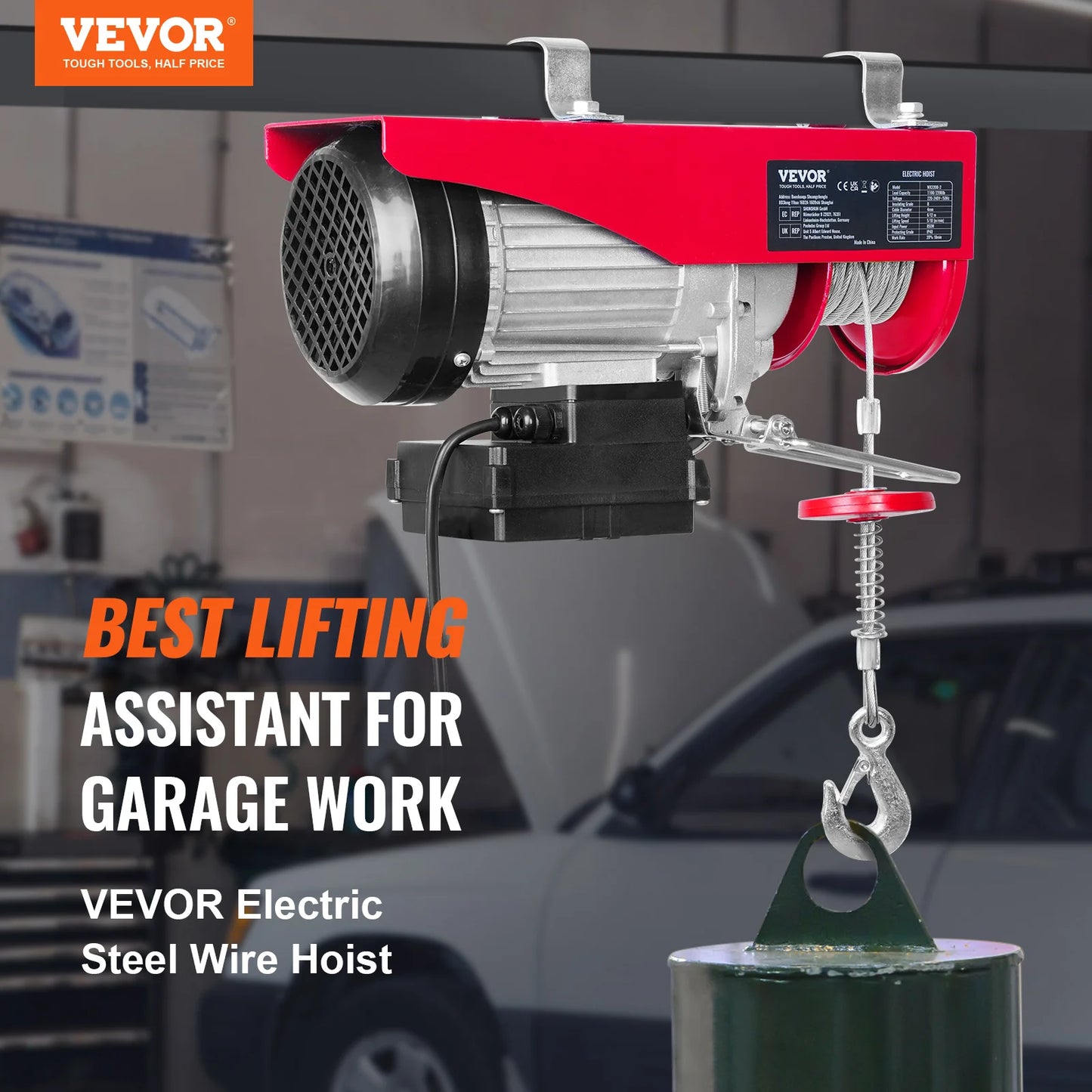 VEVOR Heavy-Duty Electric Hoist with Remote - Lift Up to 1000kg!