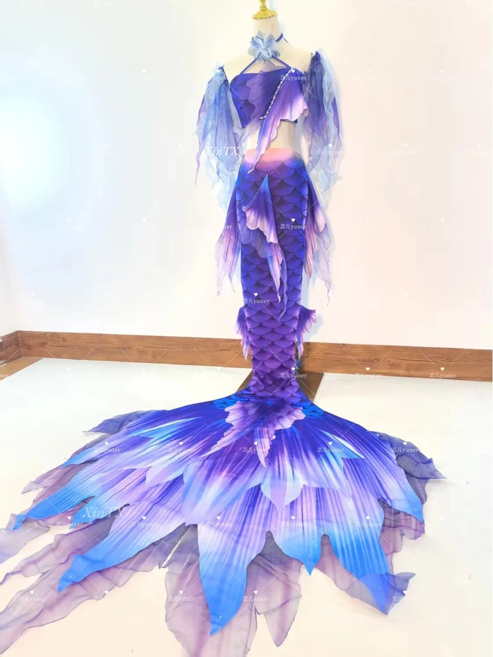 Mermaid Costume | Knit Tail Polyester Spandex Organza | Includes Bra | Women