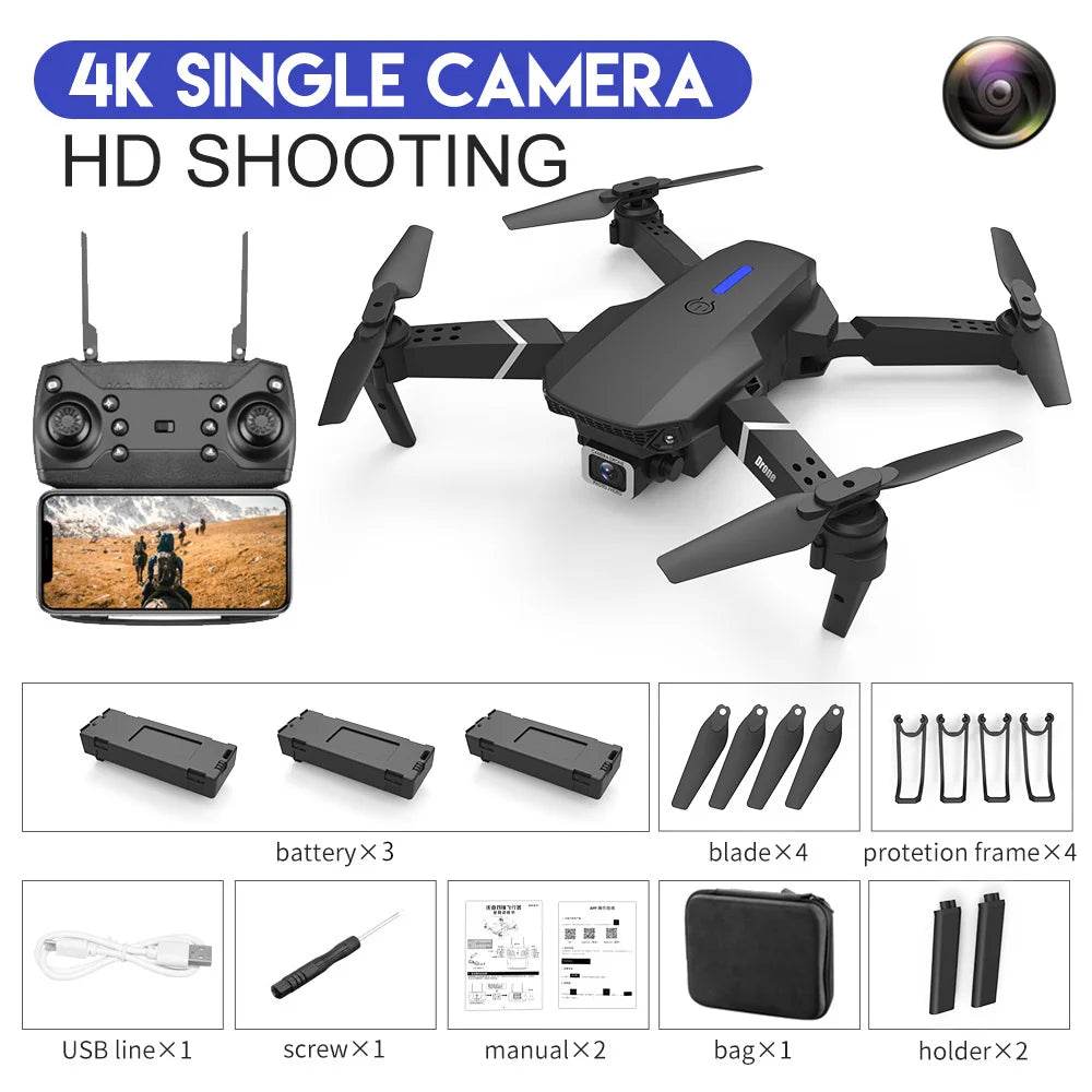 2023 E88Pro 4K Professional RC Drone with 1080P HD Camera - Foldable Helicopter, WIFI FPV, and Height Hold - Perfect Gift Toy - ToylandEU