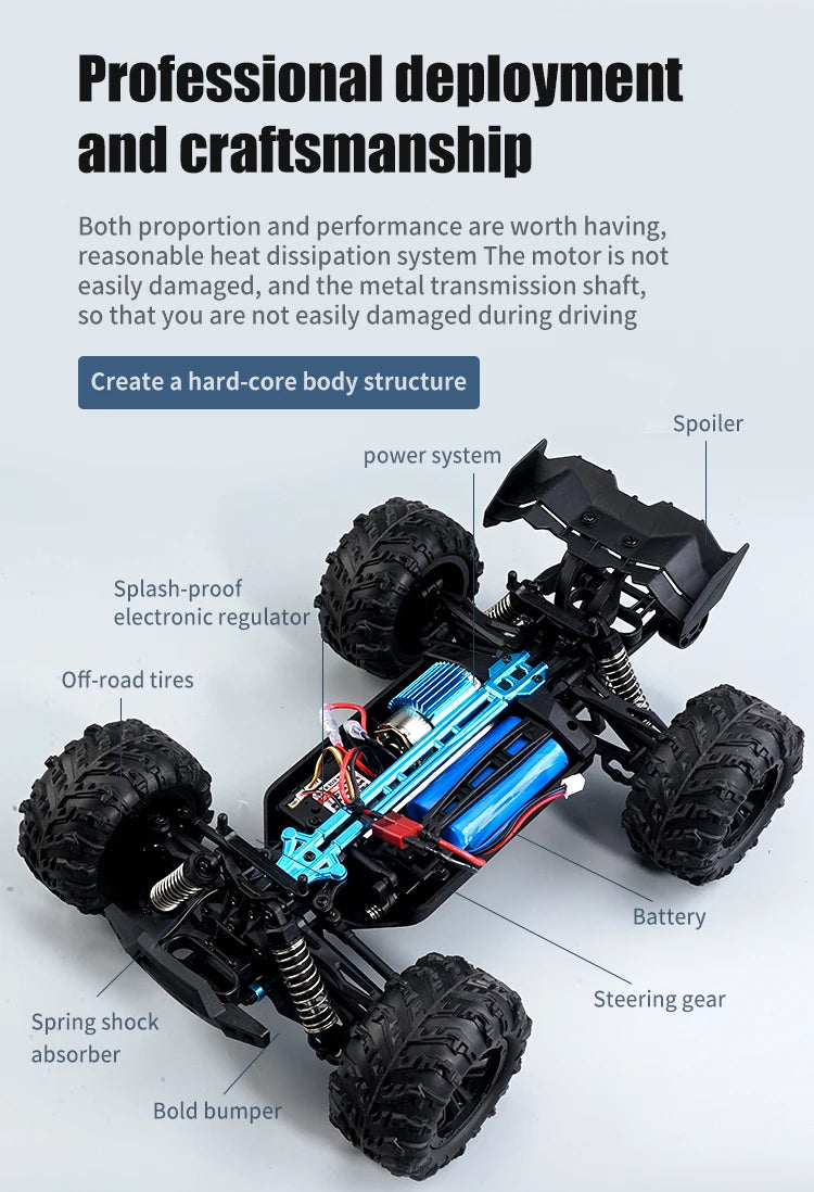 RC SG116 MAX 1:16 High-Speed 4WD RC Drift Racing Monster Truck - 70KM/H Off-Road Remote Control Car for Kids