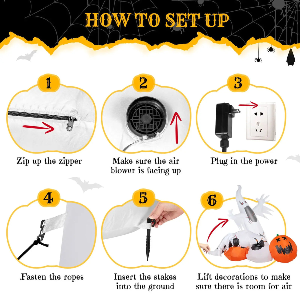 Halloween Yard Inflatables | 11.8 Ft Height | Ghost Spider Set | Lawn Decor