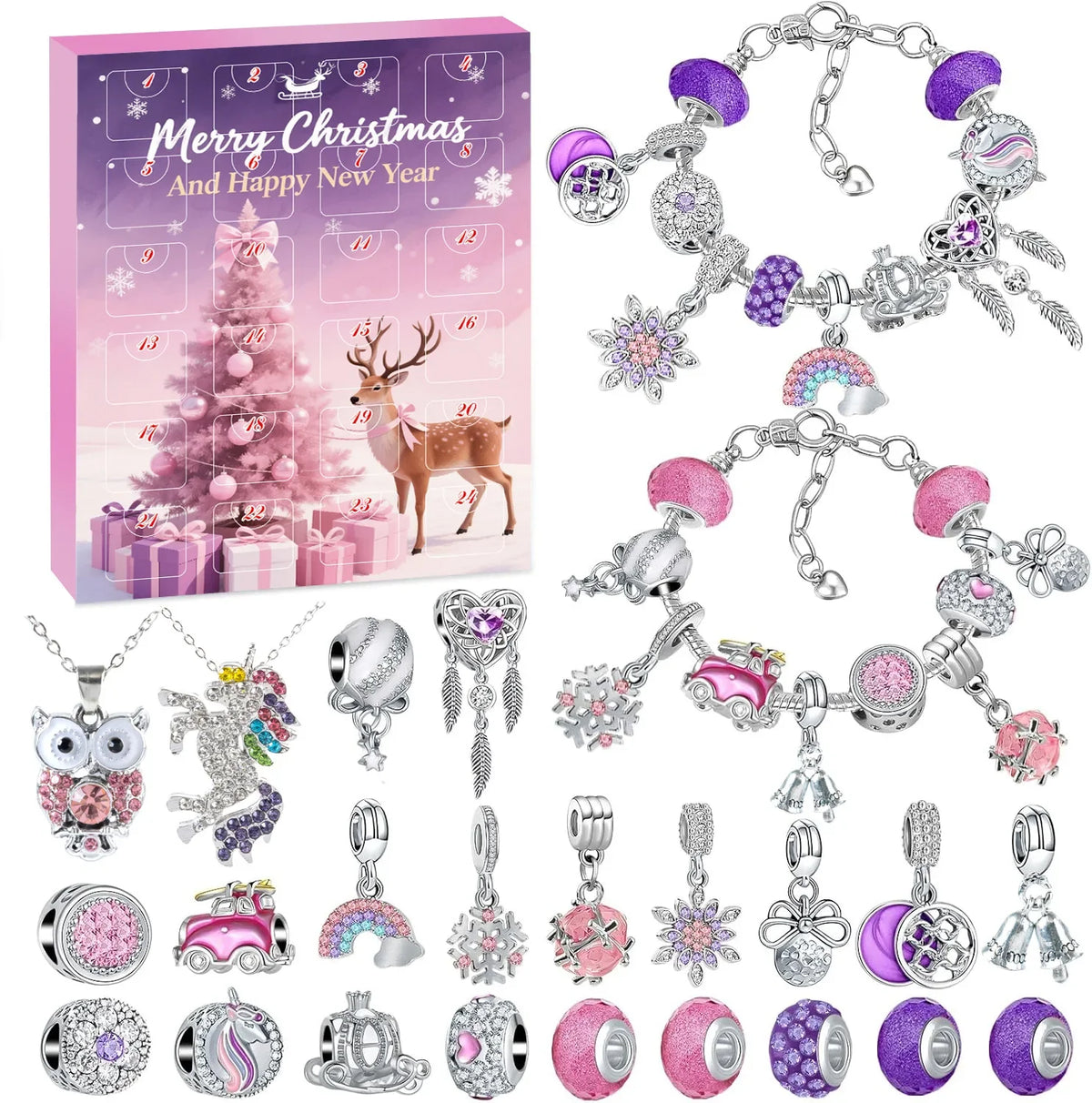 Advent Calendar | 2026 24 Day DIY Bracelet Making Set | Jewelry Gift Box | Xmas Gift For Girls