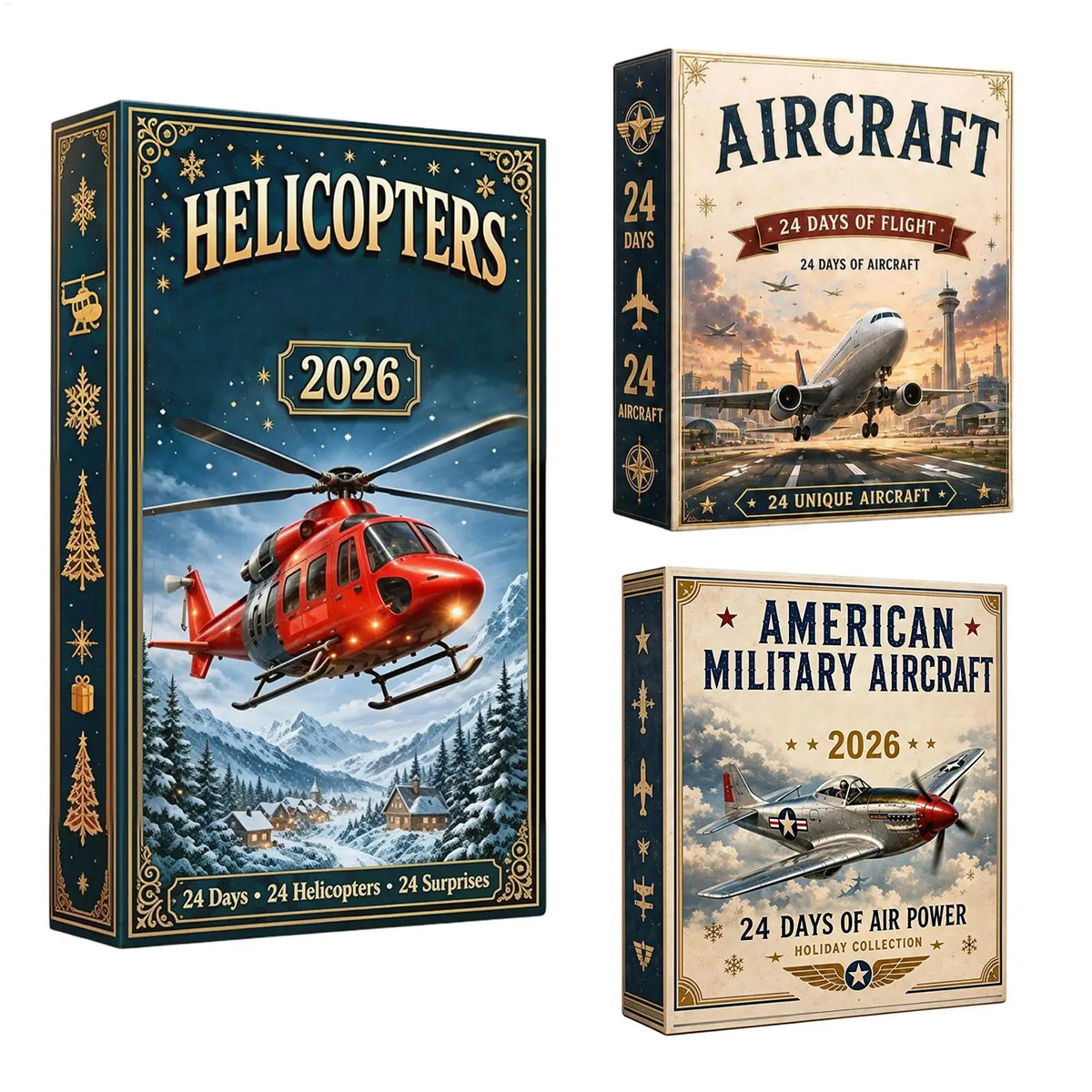 Advent Calendar | 2D Acrylic Airplane And Helicopter Ornaments | Mini Collectible Models | Aviation Fan Gift