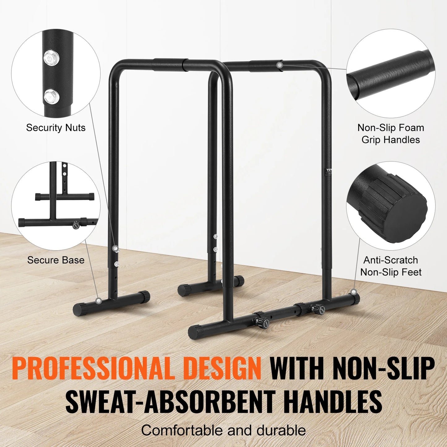 SucceBuy Dip Bar Stand Heavy Duty 440 Lb Adjustable Height