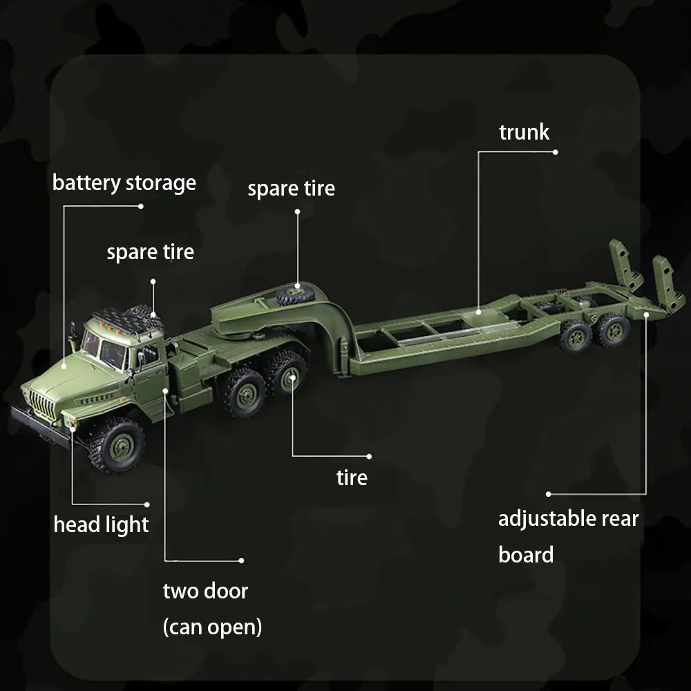 1/16 Scale WPL B36-3 6WD Military RC Truck with Trailer - Off-Road Adventure