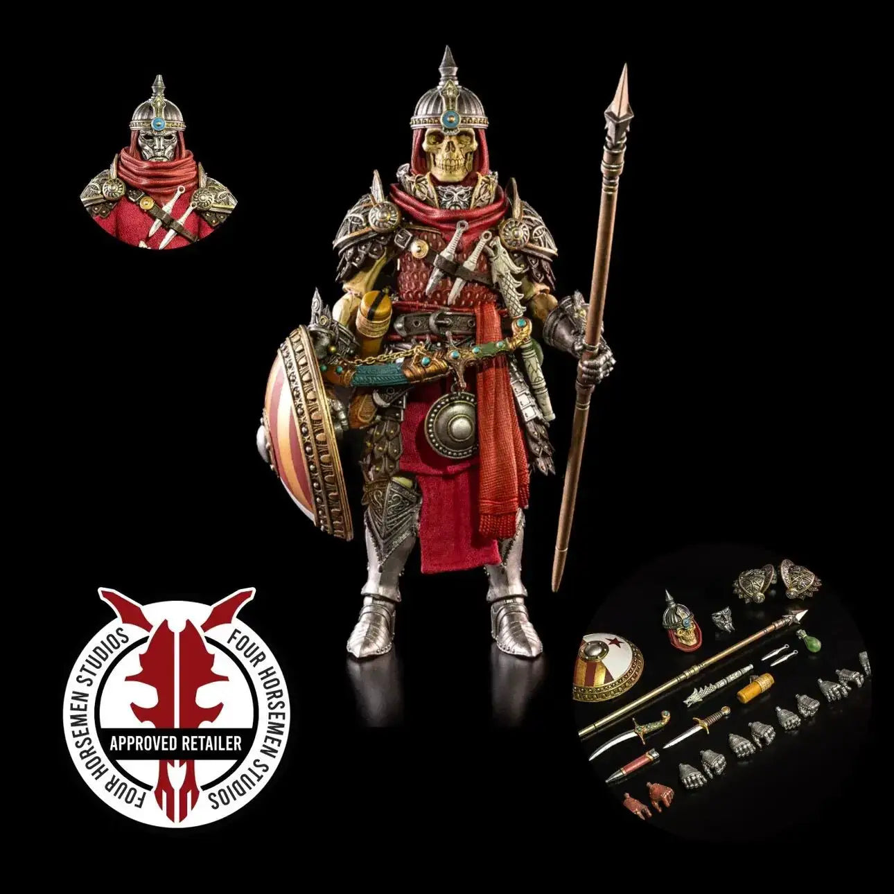 Four Horsemen Studios Mythic Legions Undead Skeleton Spearman Warrior Action Figure With Replaceable Accessories For Collectors - ToylandEU