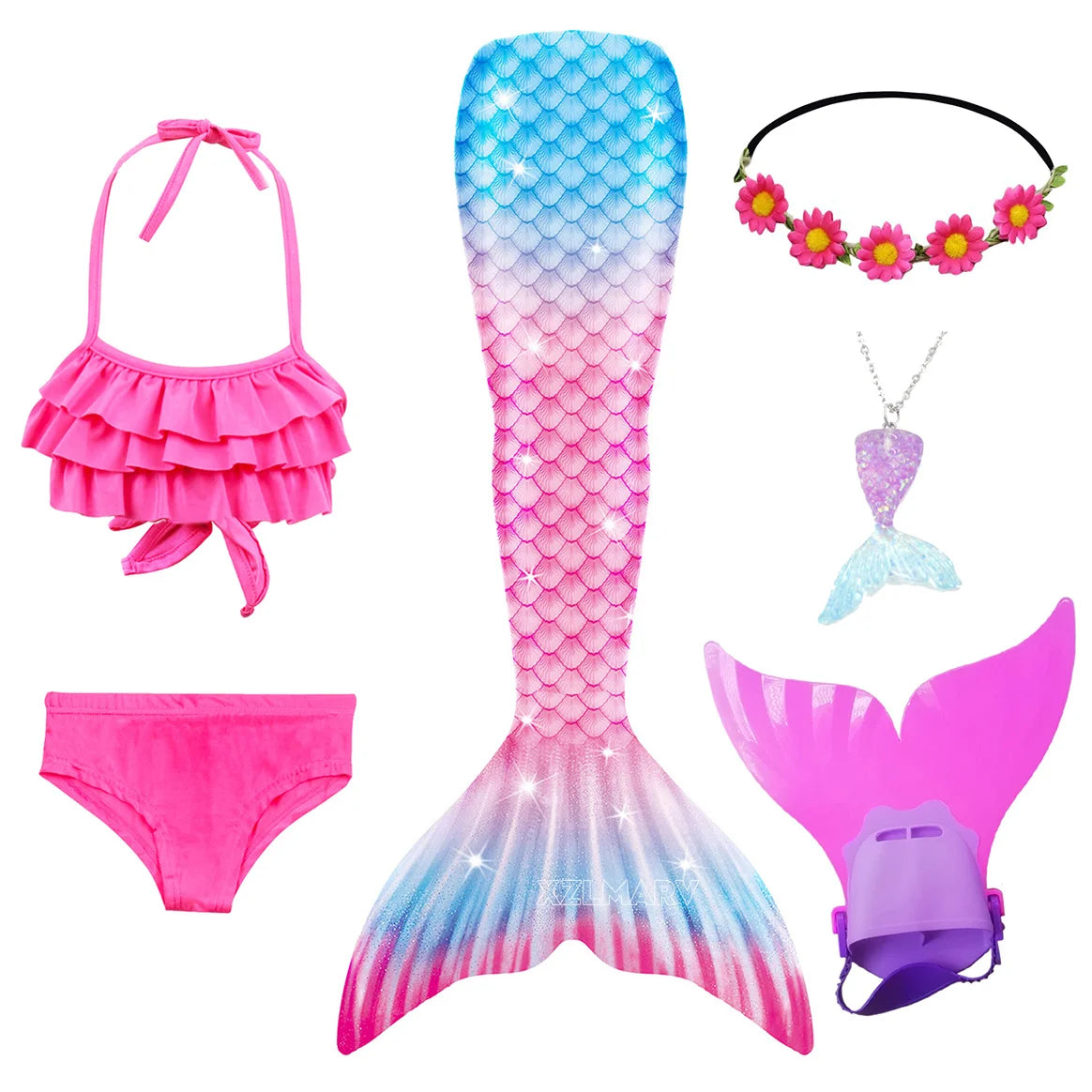Mermaid Costume For Girls With Tail And Monofin Cosplay Ready
