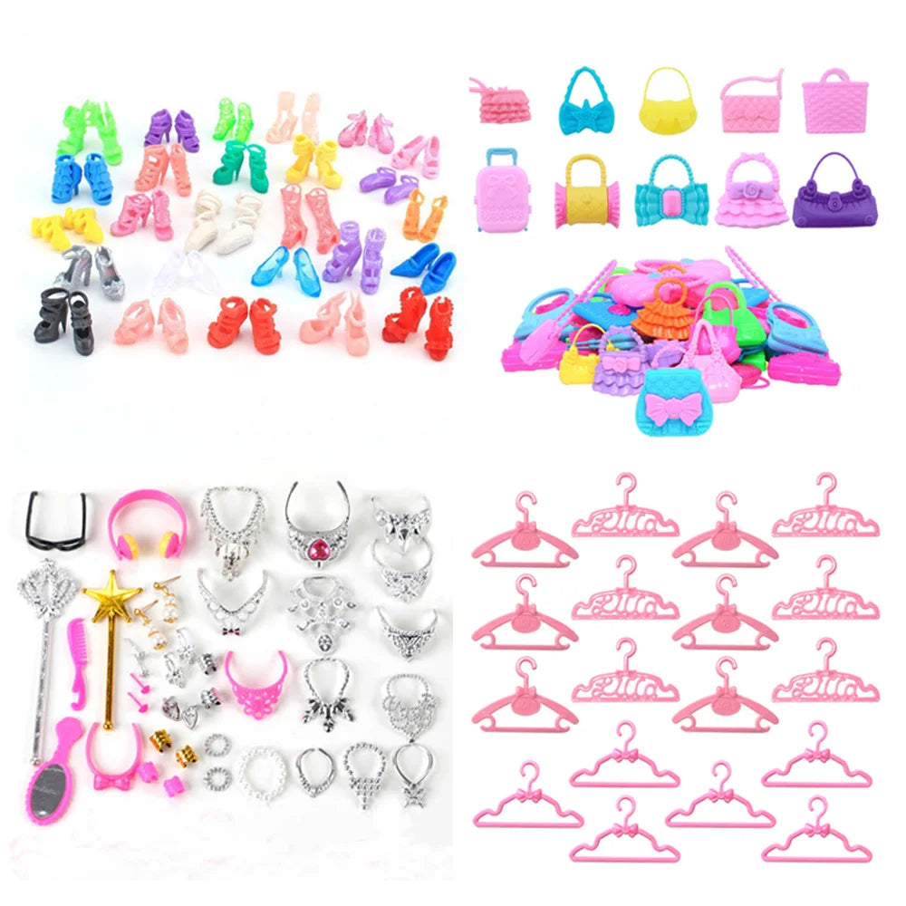 Barbie Doll Accessories Set With Outfits And Shoes