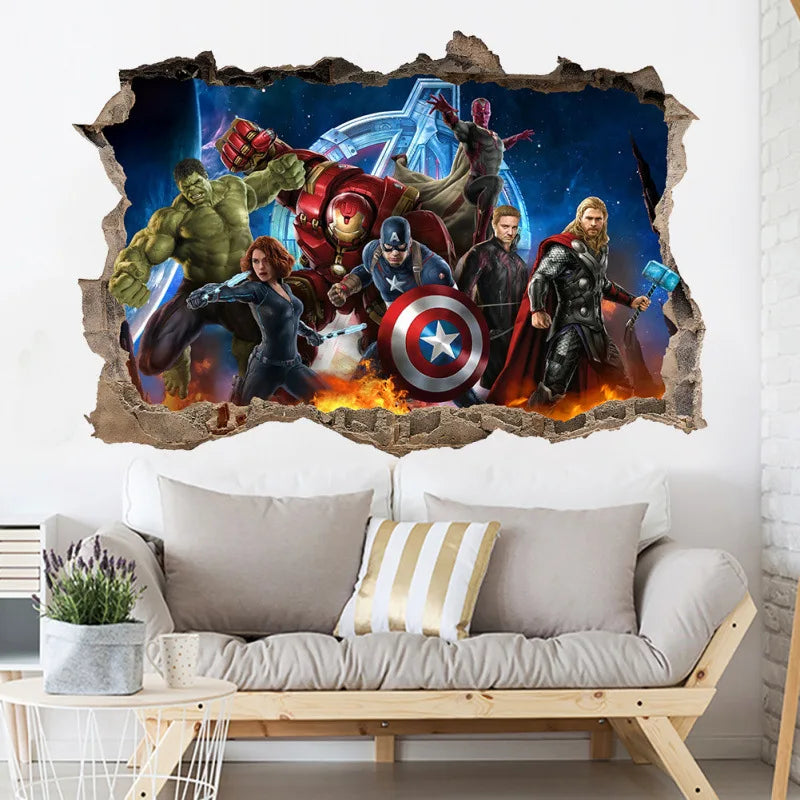 3D Wall Sticker | Avengers Theme | 60x40 cm | Hulk Iron Man Captain America Thor