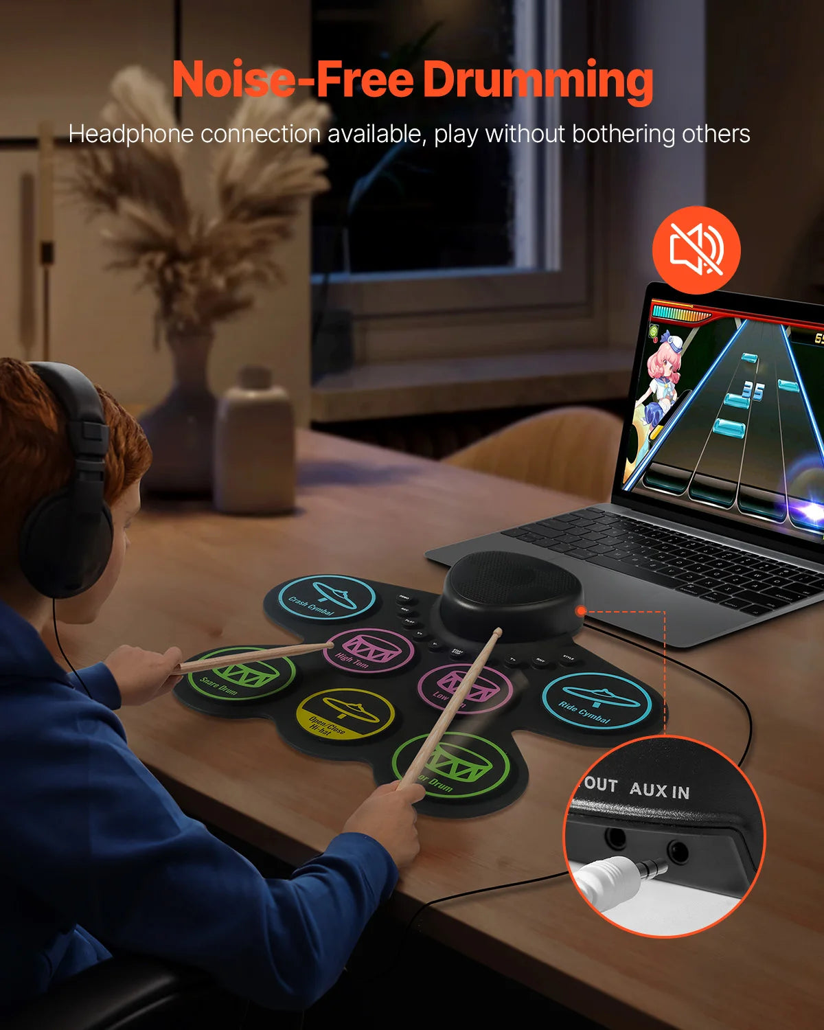 Portable Electronic Drum Set Rollup 7 9 Pads For Kids