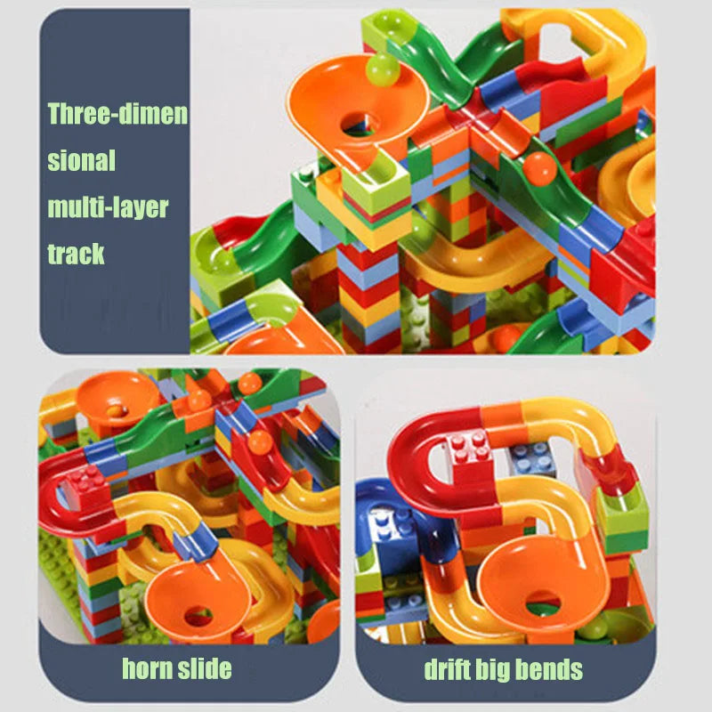 168-336PCS Marble Race Run Blocks Maze Ball Track Building Blocks Toyland EU