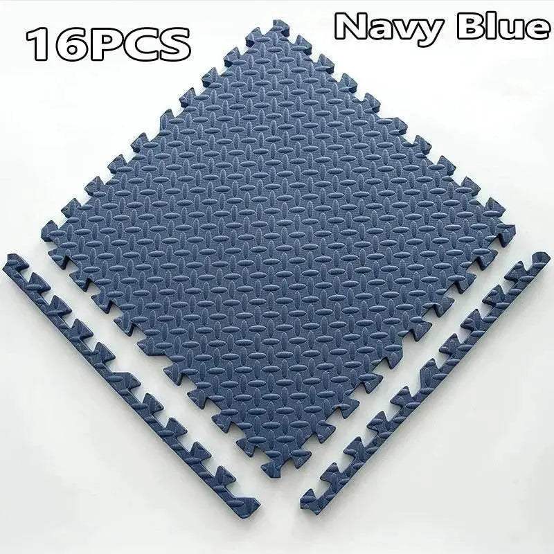 16-Piece 30x30cm EVA Leaf Grain Floor Mats for Sports Gym Protection Non-Slip Yoga Fitness Splicing Rugs Thickened Shock Absorption Workout Flooring - ToylandEU